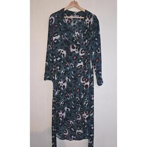 Never Fully Dressed Long Sleeve Teal Leopard Print Dress